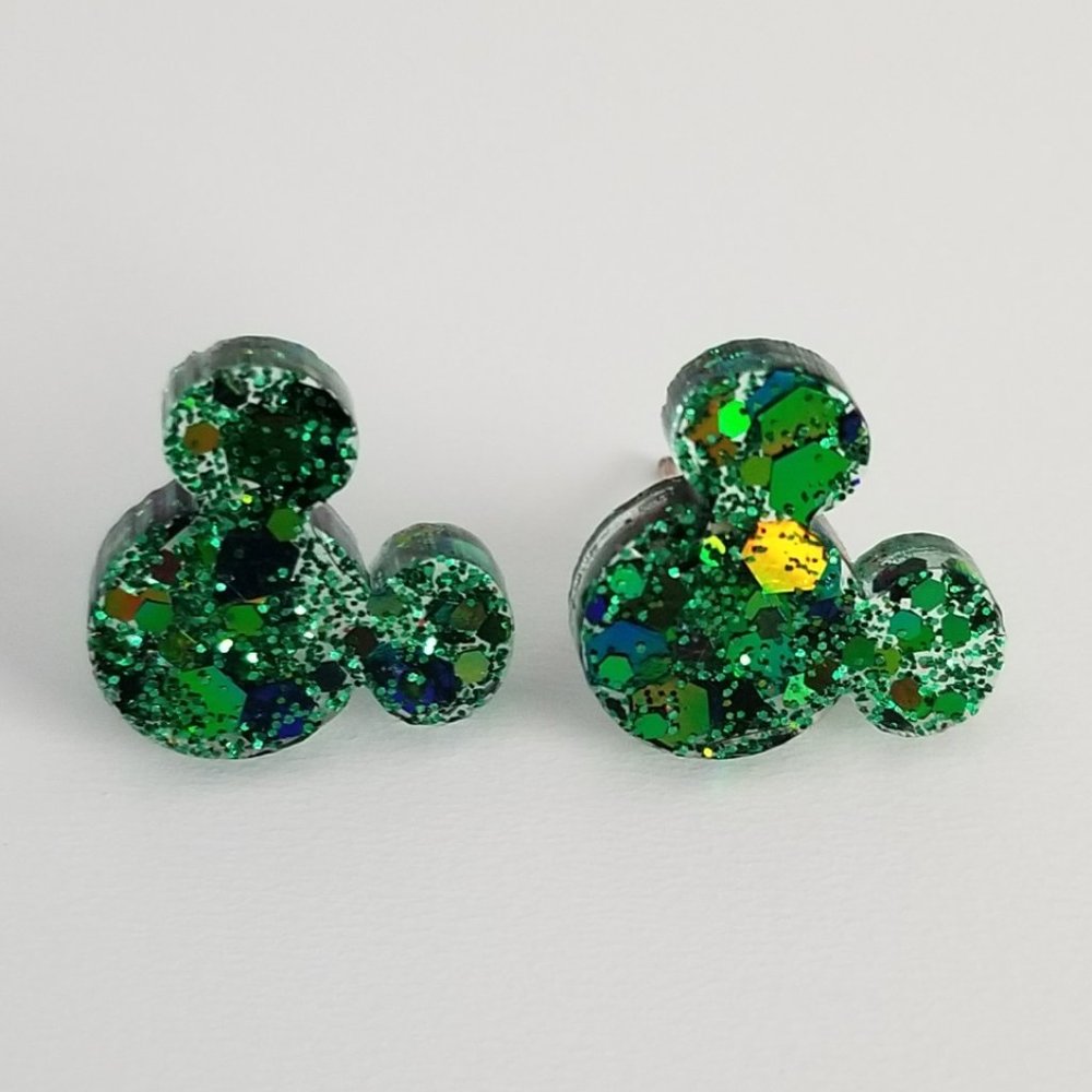 Emerald Green Mickey Earrings